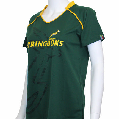 SPRINGBOKS V NECK POLYESTER TEE- WOMEN’S